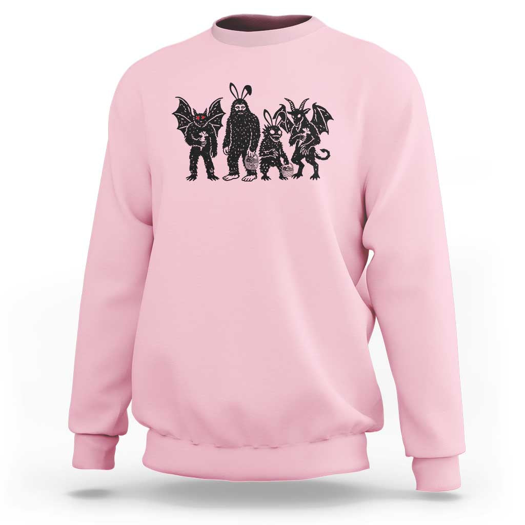 Funny Easter Cryptid Squad Sweatshirt Bigfoot Mothman Jersey Devil Chupacabra Gift