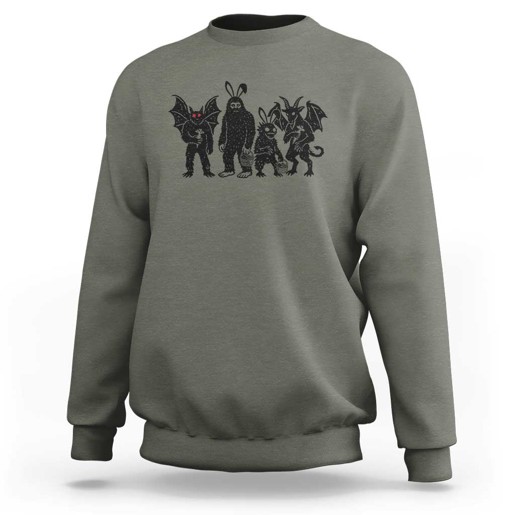 Funny Easter Cryptid Squad Sweatshirt Bigfoot Mothman Jersey Devil Chupacabra Gift