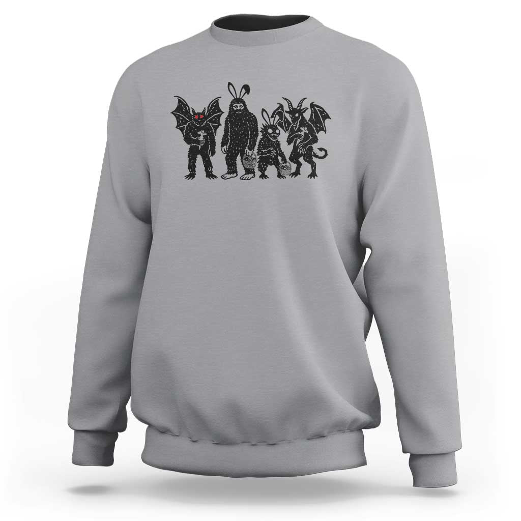 Funny Easter Cryptid Squad Sweatshirt Bigfoot Mothman Jersey Devil Chupacabra Gift