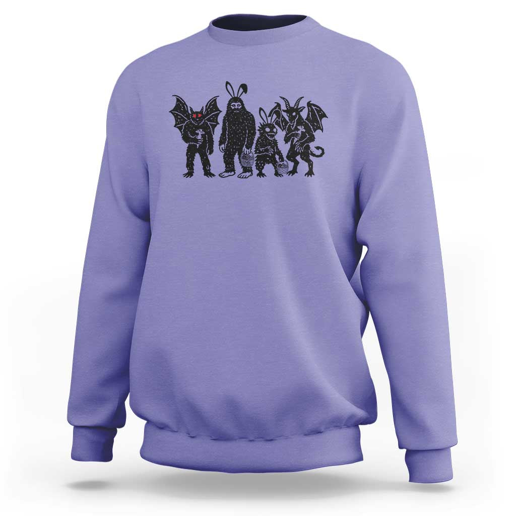 Funny Easter Cryptid Squad Sweatshirt Bigfoot Mothman Jersey Devil Chupacabra Gift