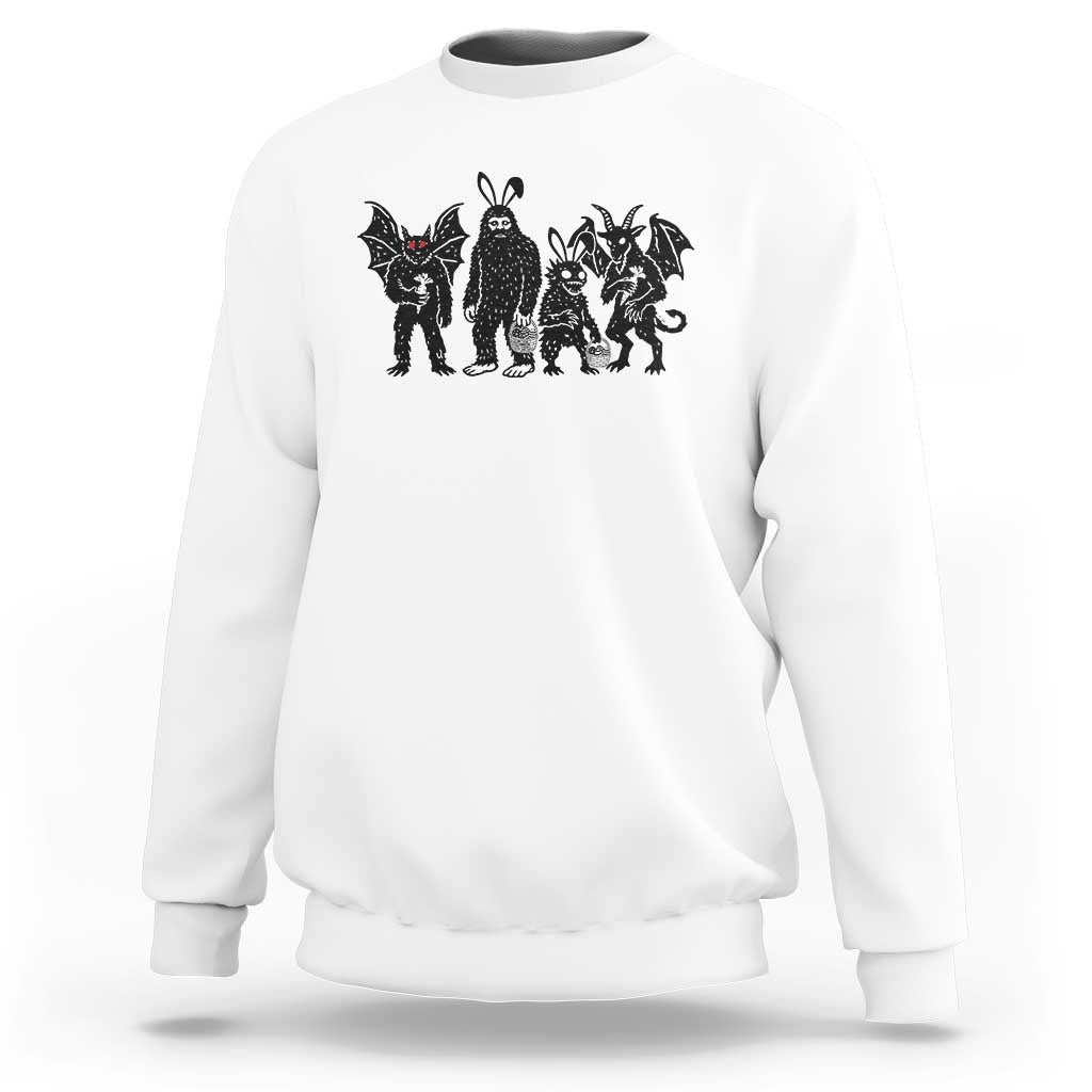 Funny Easter Cryptid Squad Sweatshirt Bigfoot Mothman Jersey Devil Chupacabra Gift