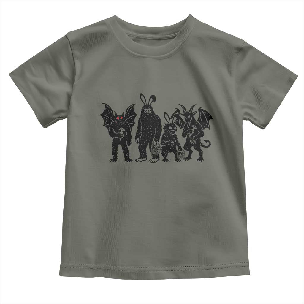 Funny Easter Cryptid Squad Toddler T Shirt Bigfoot Mothman Jersey Devil Chupacabra Gift