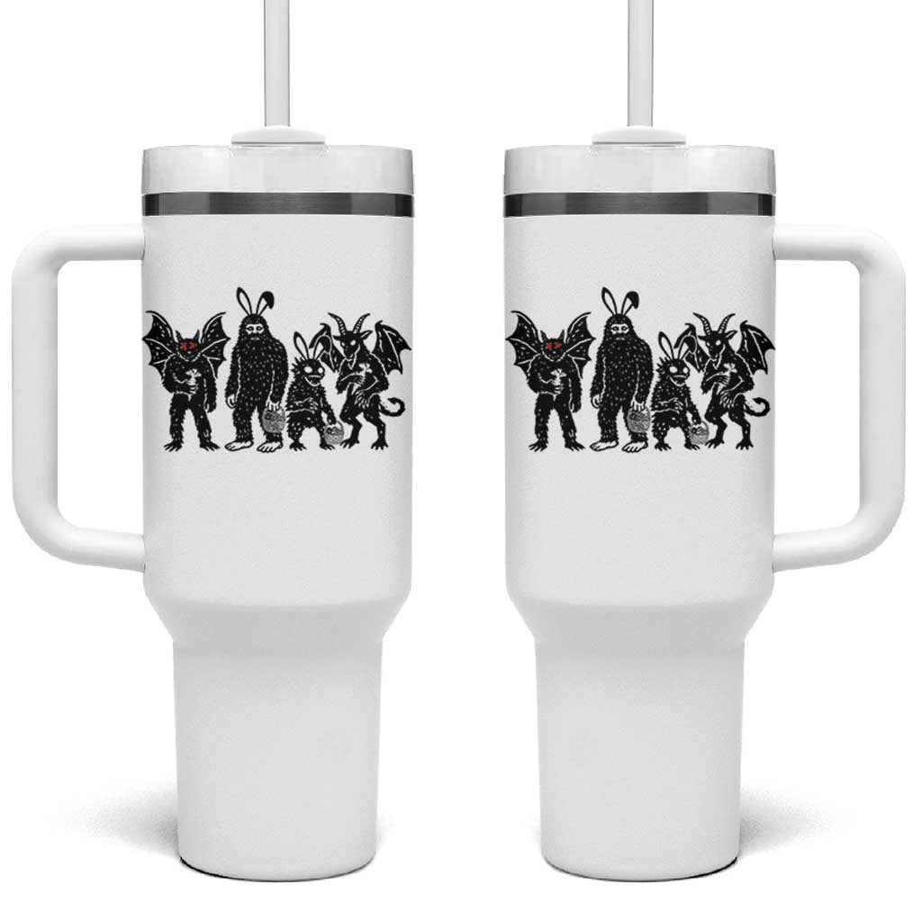 Funny Easter Cryptid Squad Tumbler With Handle Bigfoot Mothman Jersey Devil Chupacabra Gift