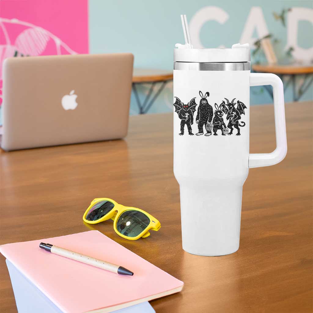 Funny Easter Cryptid Squad Tumbler With Handle Bigfoot Mothman Jersey Devil Chupacabra Gift