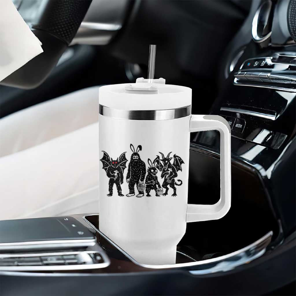Funny Easter Cryptid Squad Tumbler With Handle Bigfoot Mothman Jersey Devil Chupacabra Gift
