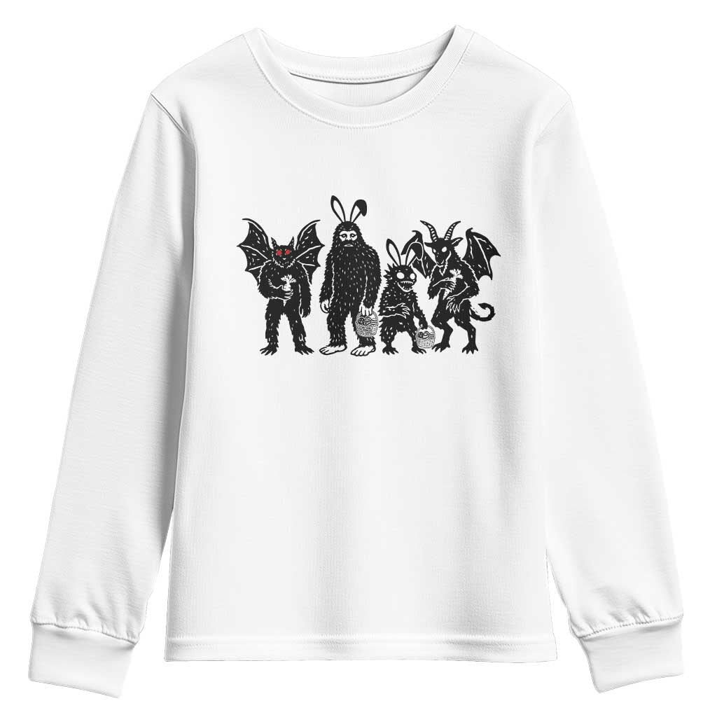 Funny Easter Cryptid Squad Youth Sweatshirt Bigfoot Mothman Jersey Devil Chupacabra Gift