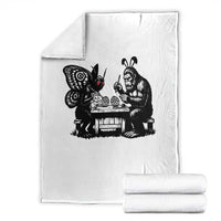 Funny Bigfoot And Mothman Egg Painting Throw Blanket Cryptid Easter Gift