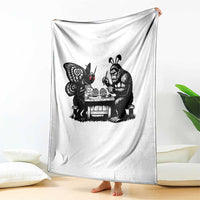 Funny Bigfoot And Mothman Egg Painting Throw Blanket Cryptid Easter Gift