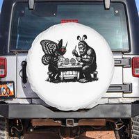 Funny Bigfoot And Mothman Egg Painting Spare Tire Cover Cryptid Easter Gift
