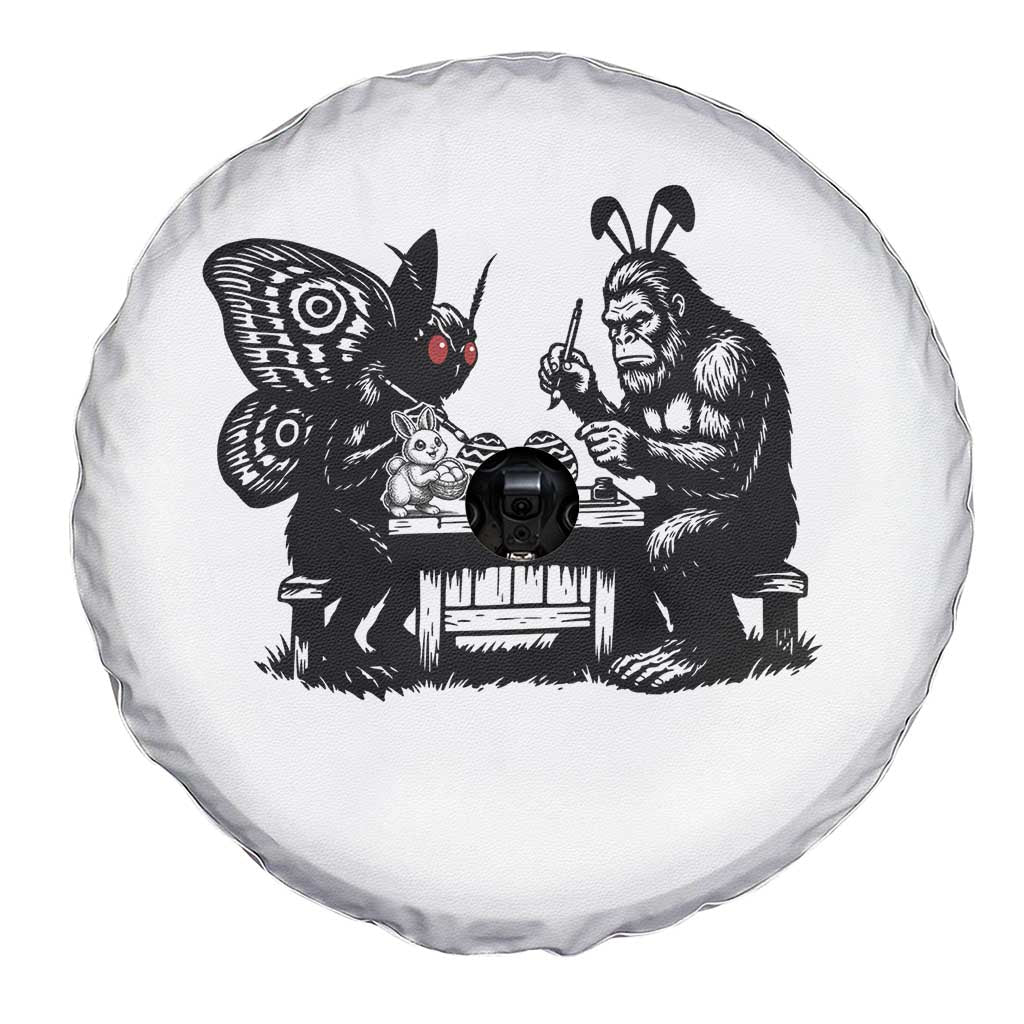 Funny Bigfoot And Mothman Egg Painting Spare Tire Cover Cryptid Easter Gift