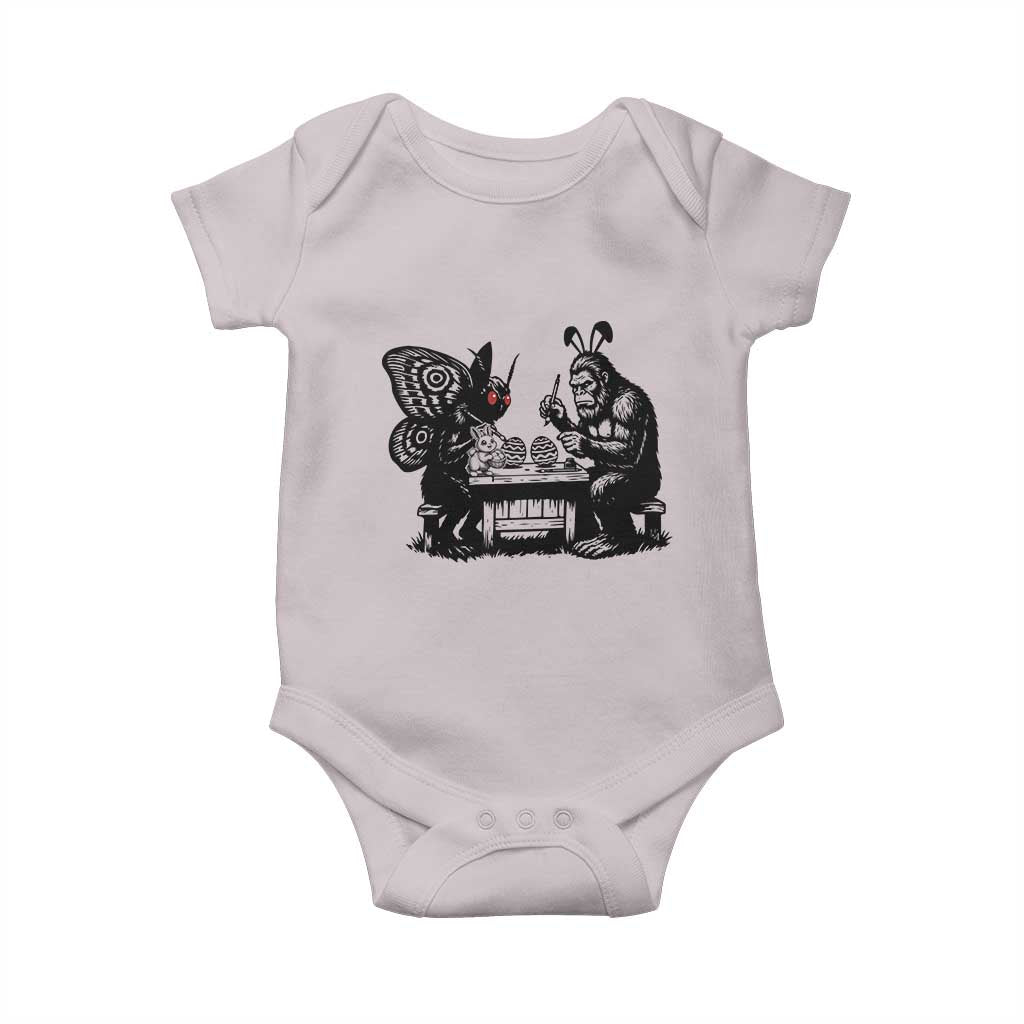 Funny Bigfoot And Mothman Egg Painting Baby Onesie Cryptid Easter Gift