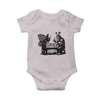 Funny Bigfoot And Mothman Egg Painting Baby Onesie Cryptid Easter Gift