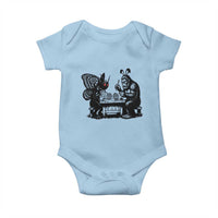 Funny Bigfoot And Mothman Egg Painting Baby Onesie Cryptid Easter Gift