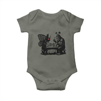 Funny Bigfoot And Mothman Egg Painting Baby Onesie Cryptid Easter Gift