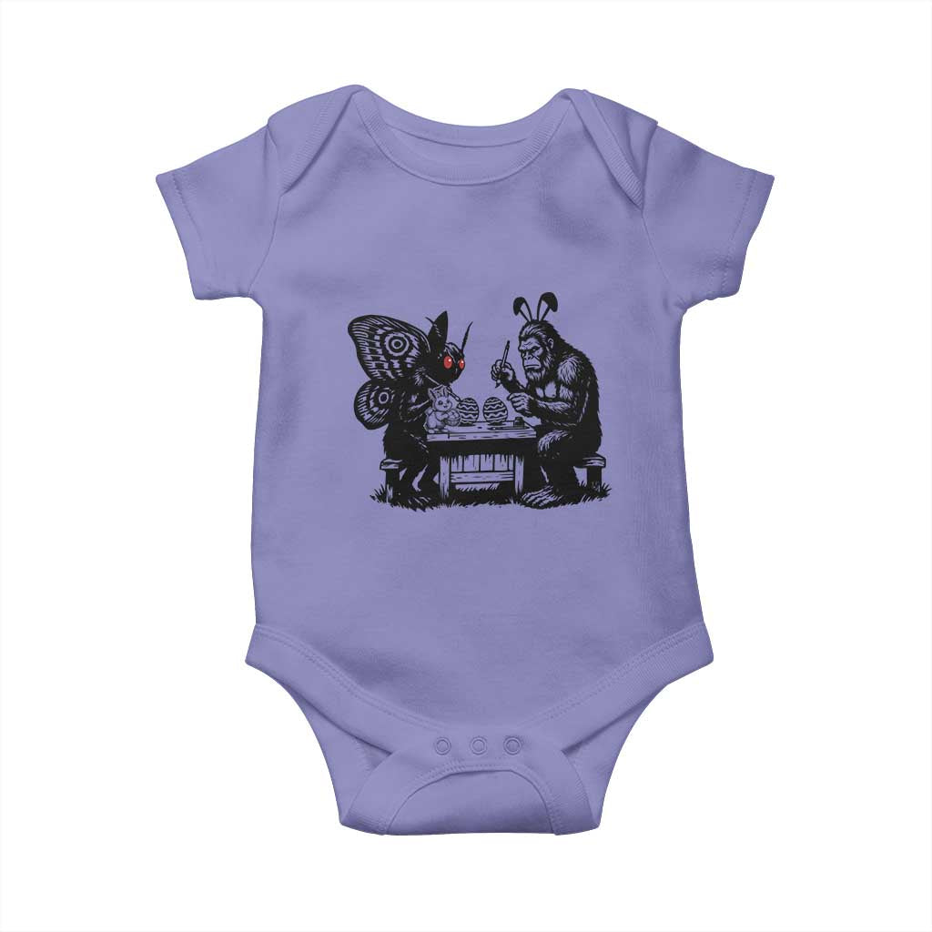Funny Bigfoot And Mothman Egg Painting Baby Onesie Cryptid Easter Gift