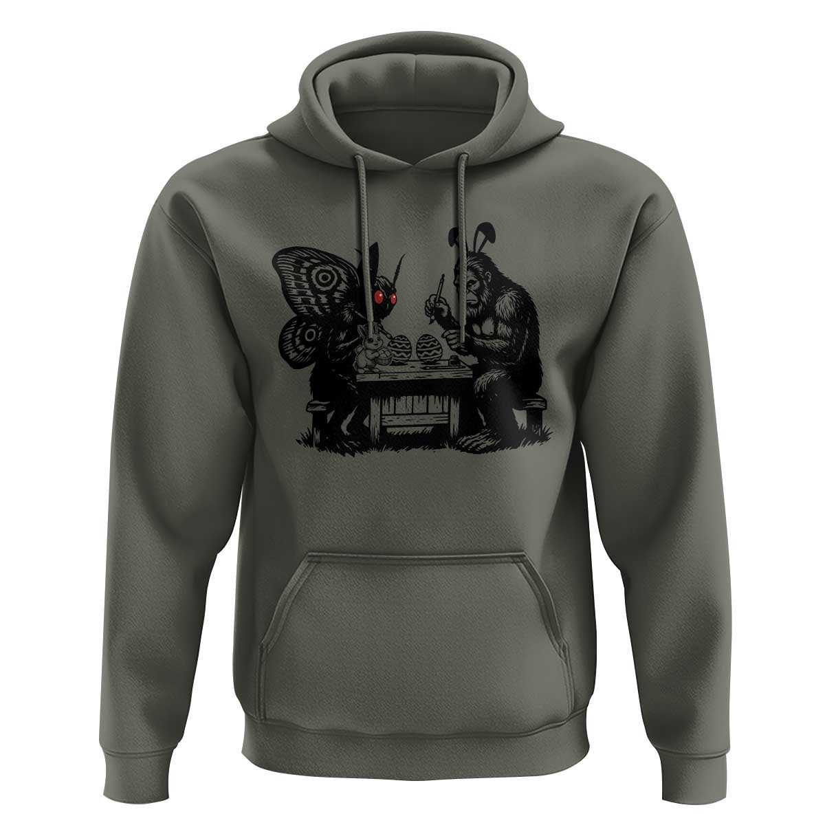 Funny Bigfoot And Mothman Egg Painting Hoodie Cryptid Easter Gift