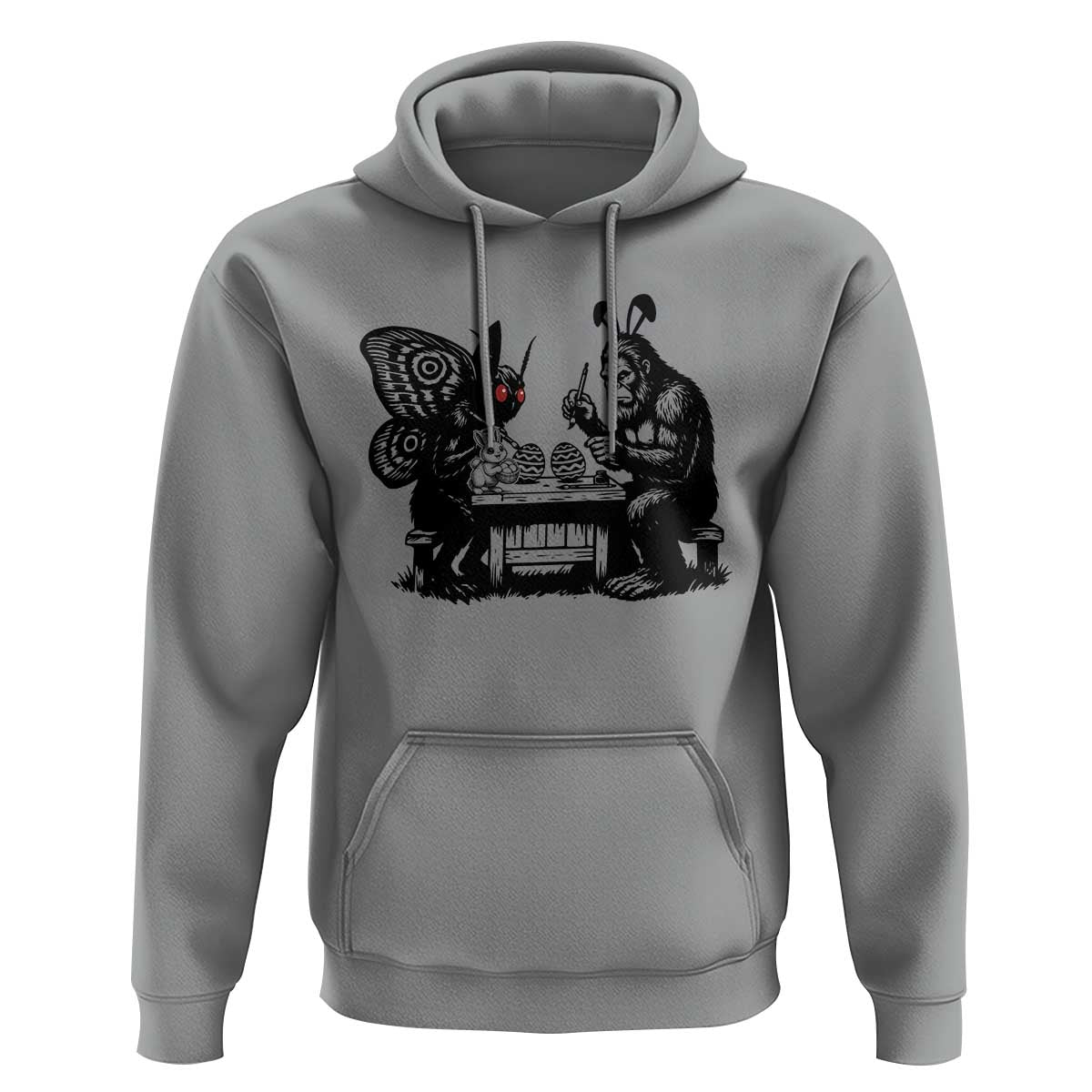 Funny Bigfoot And Mothman Egg Painting Hoodie Cryptid Easter Gift