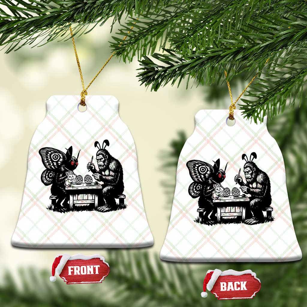 Funny Bigfoot And Mothman Egg Painting Ceramic Ornament Cryptid Easter Gift