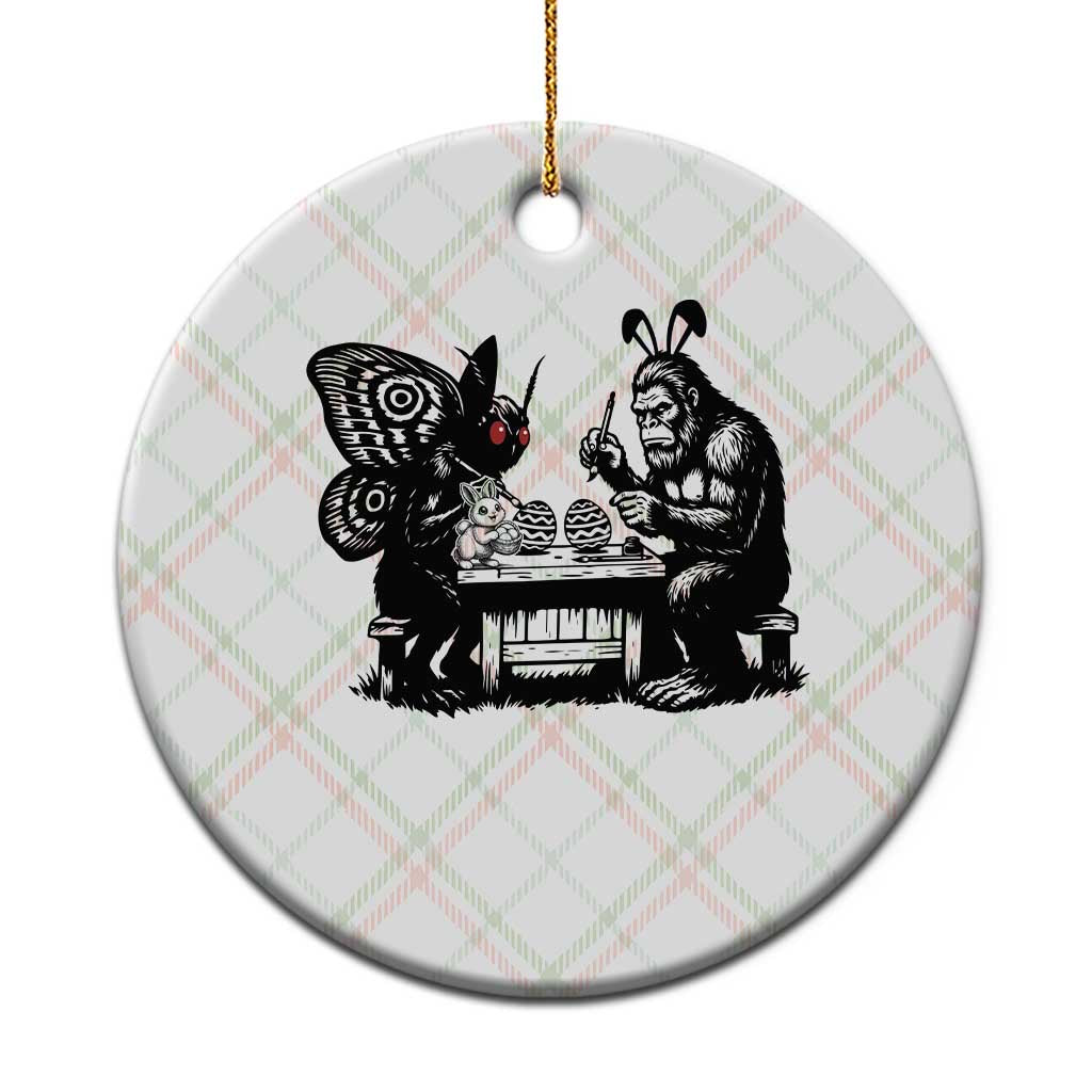 Funny Bigfoot And Mothman Egg Painting Ceramic Ornament Cryptid Easter Gift