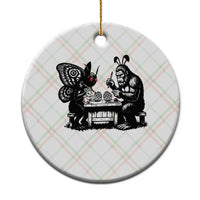 Funny Bigfoot And Mothman Egg Painting Ceramic Ornament Cryptid Easter Gift