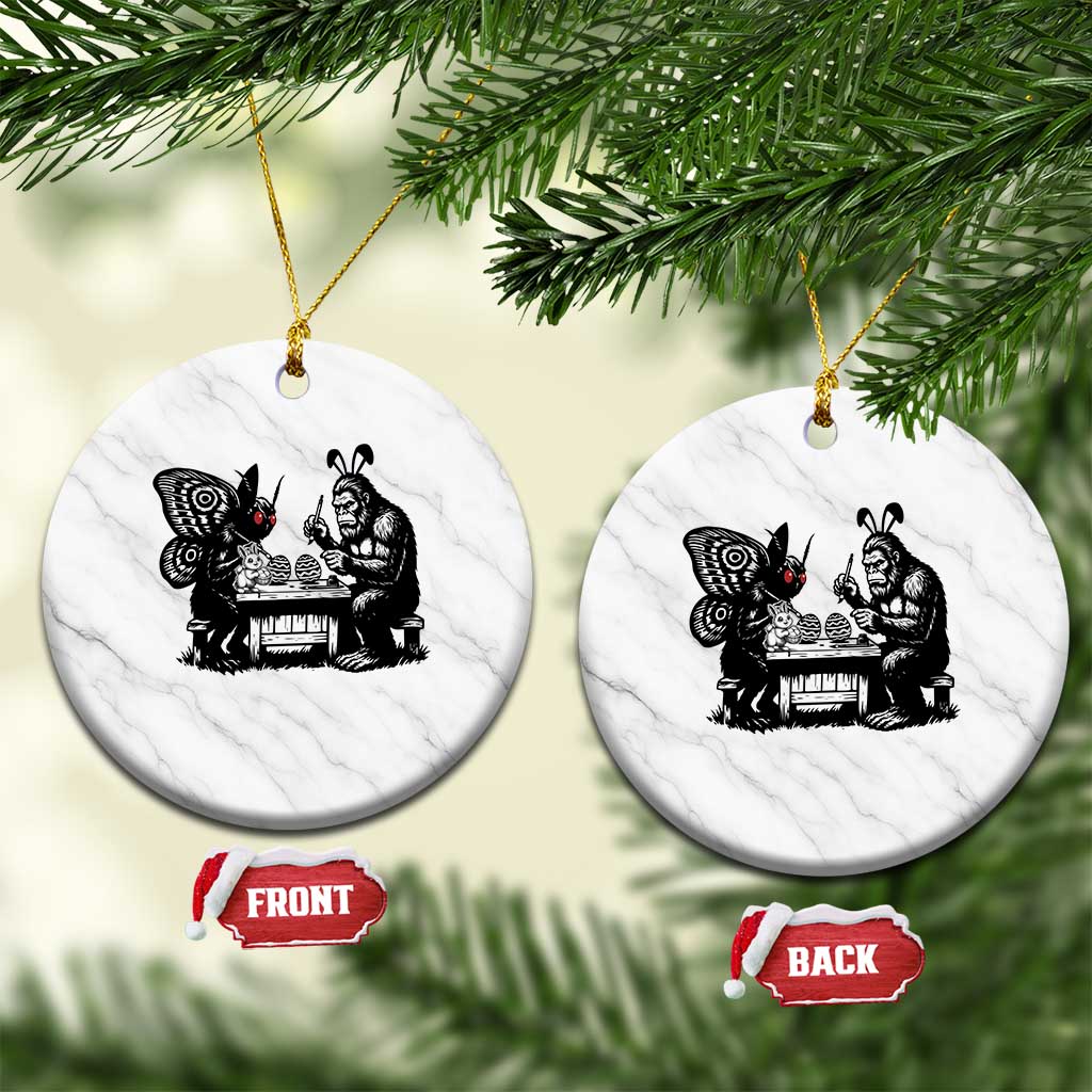 Funny Bigfoot And Mothman Egg Painting Ceramic Ornament Cryptid Easter Gift