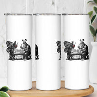 Funny Bigfoot And Mothman Egg Painting Skinny Tumbler Cryptid Easter Gift