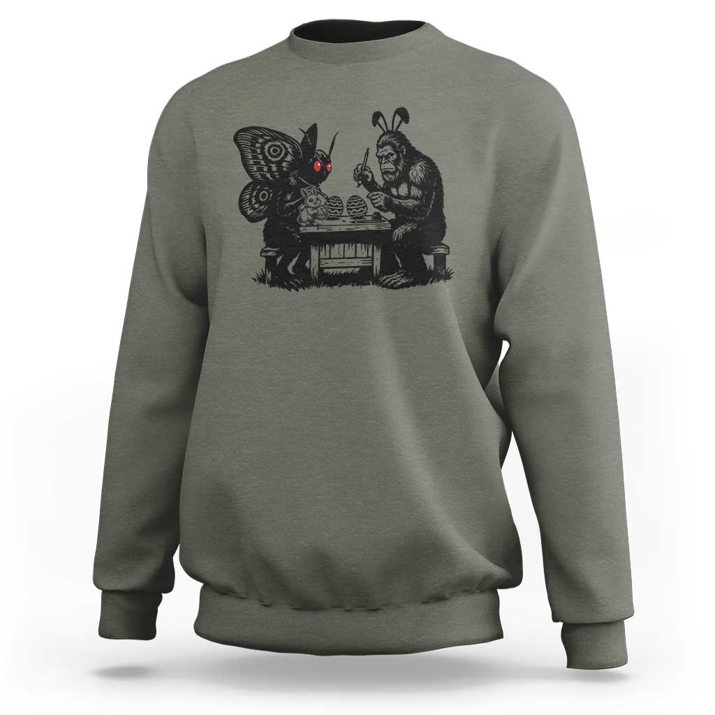 Funny Bigfoot And Mothman Egg Painting Sweatshirt Cryptid Easter Gift
