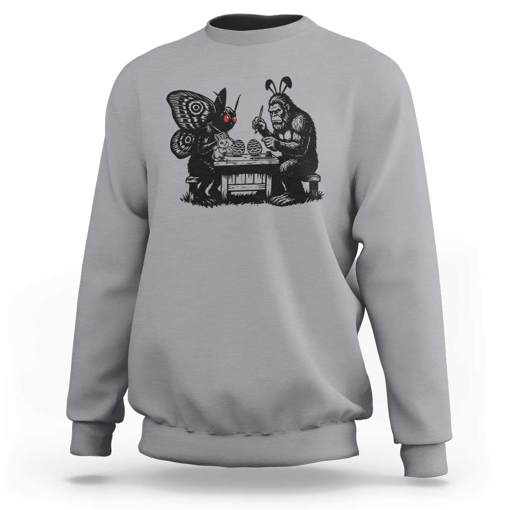 Funny Bigfoot And Mothman Egg Painting Sweatshirt Cryptid Easter Gift
