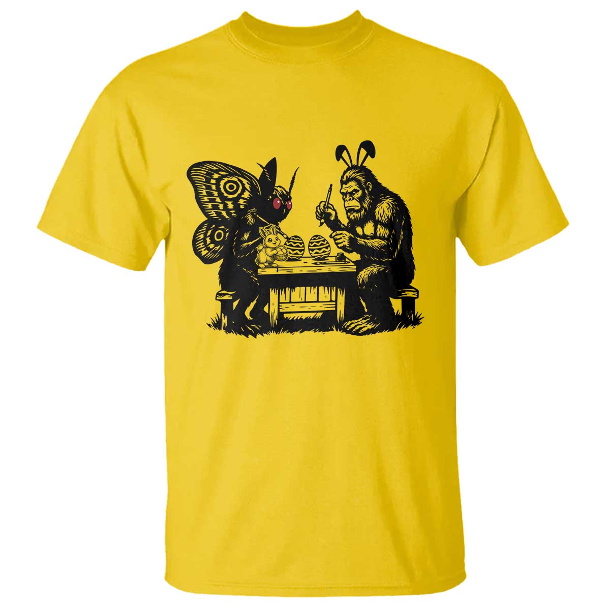Funny Bigfoot And Mothman Egg Painting T Shirt Cryptid Easter Gift