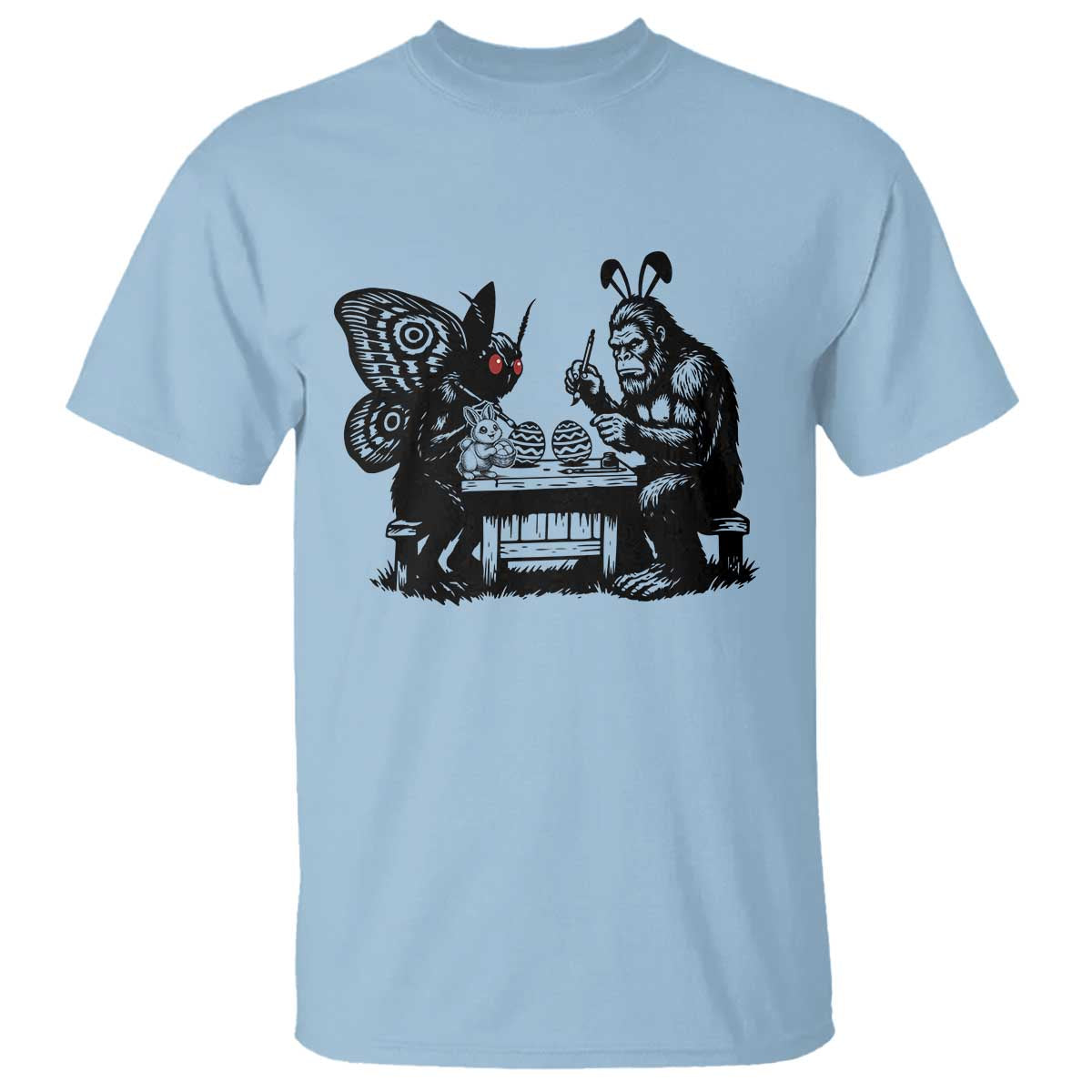 Funny Bigfoot And Mothman Egg Painting T Shirt Cryptid Easter Gift
