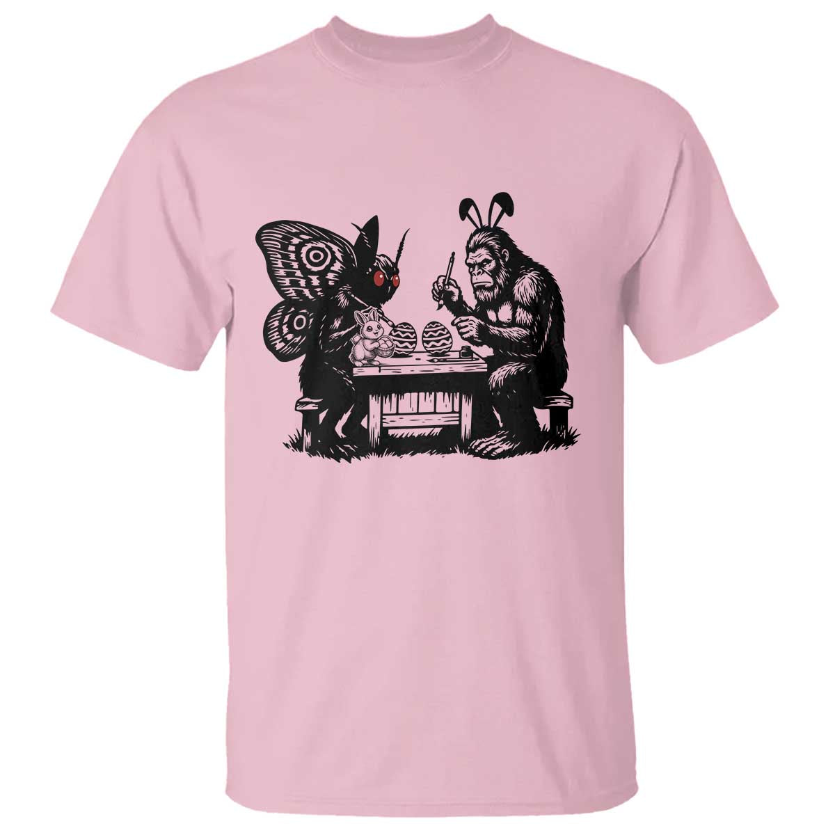 Funny Bigfoot And Mothman Egg Painting T Shirt Cryptid Easter Gift