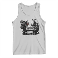 Funny Bigfoot And Mothman Egg Painting Tank Top Cryptid Easter Gift