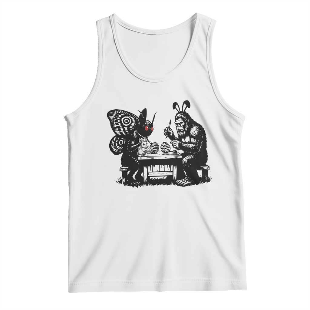 Funny Bigfoot And Mothman Egg Painting Tank Top Cryptid Easter Gift