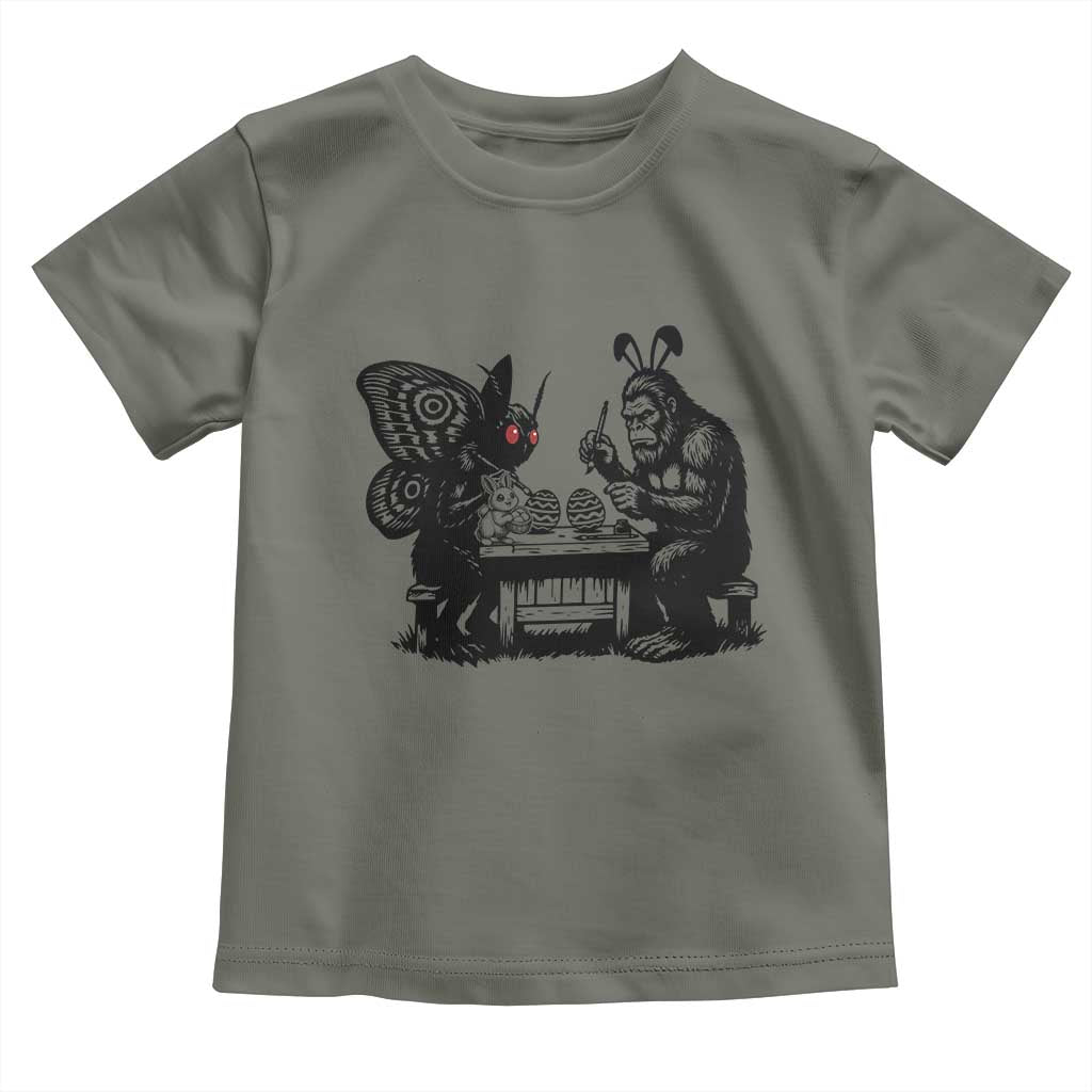 Funny Bigfoot And Mothman Egg Painting Toddler T Shirt Cryptid Easter Gift
