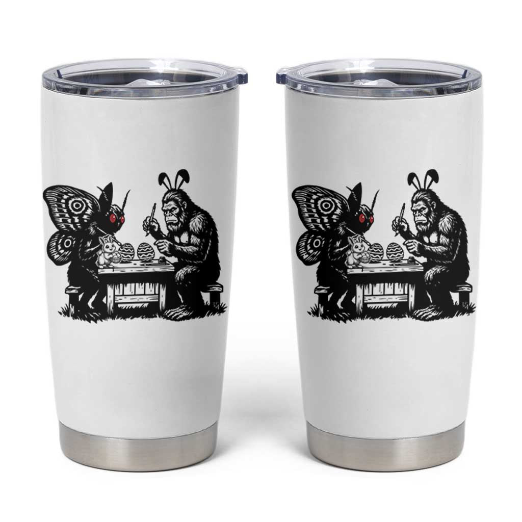 Funny Bigfoot And Mothman Egg Painting Tumbler Cup Cryptid Easter Gift