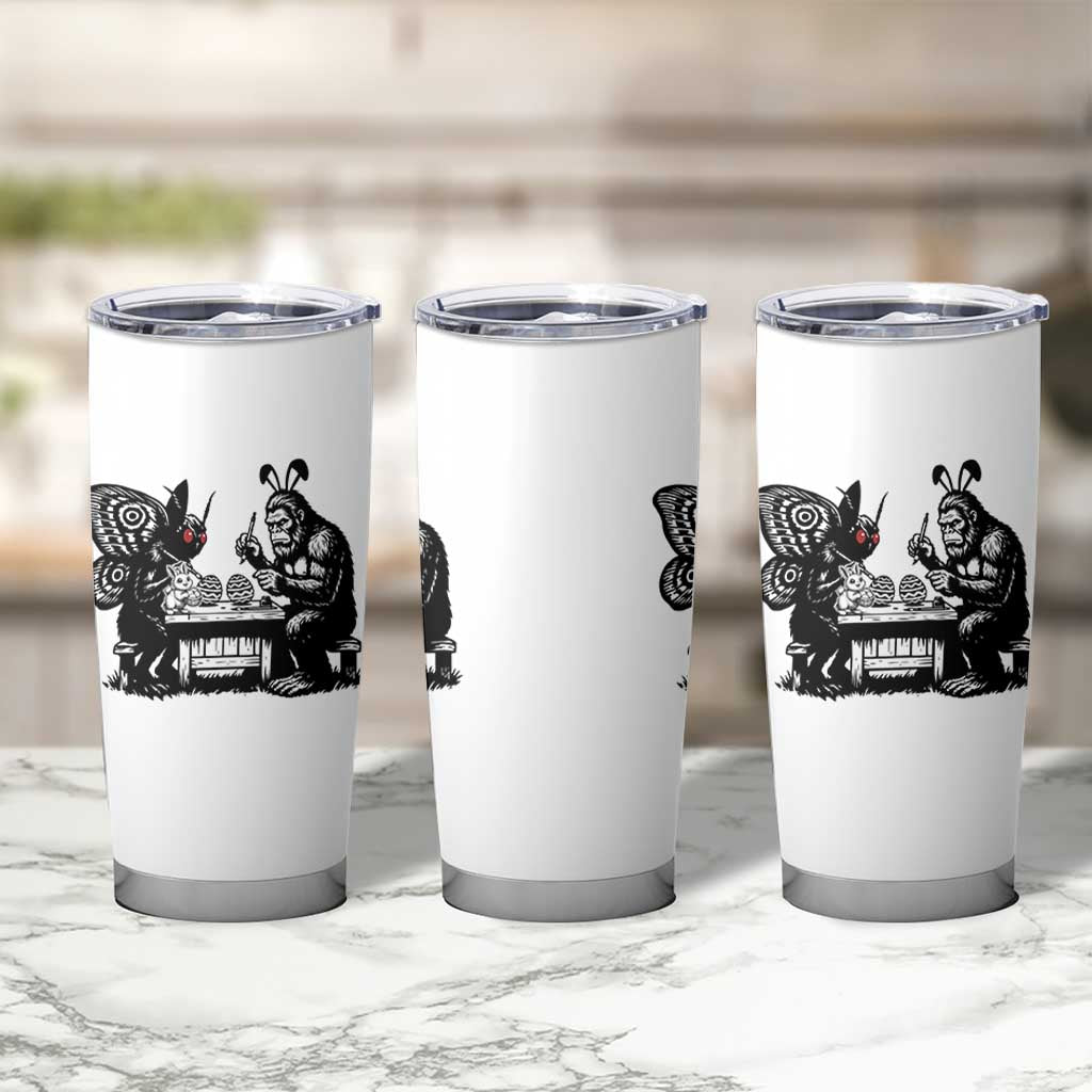 Funny Bigfoot And Mothman Egg Painting Tumbler Cup Cryptid Easter Gift