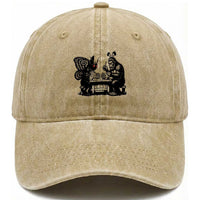 Funny Bigfoot And Mothman Egg Painting Washed Cotton Baseball Cap Cryptid Easter Gift
