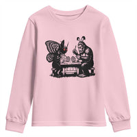 Funny Bigfoot And Mothman Egg Painting Youth Sweatshirt Cryptid Easter Gift