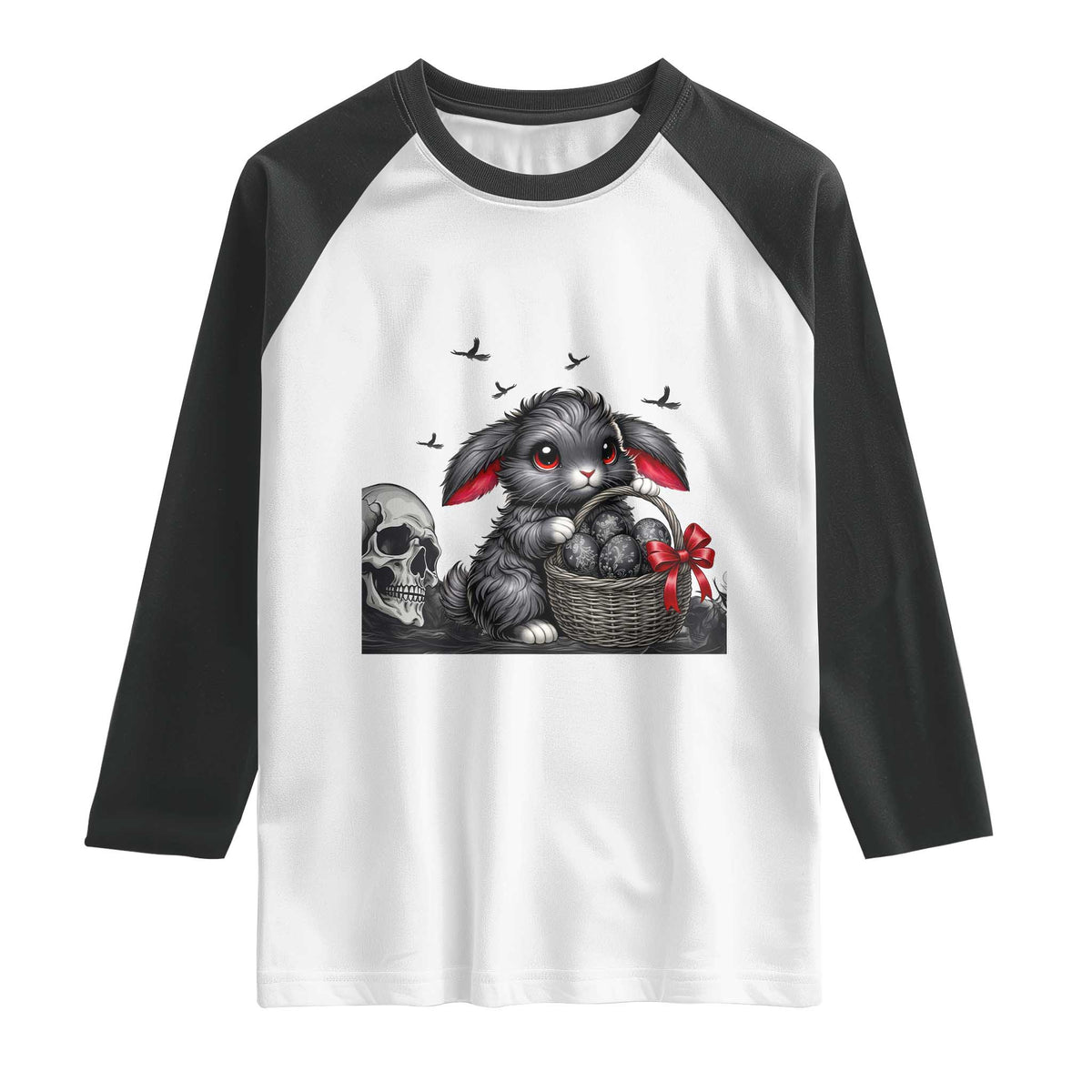 Gothic Easter Bunny Raglan Shirt Dark Aesthetic Rabbit Gift