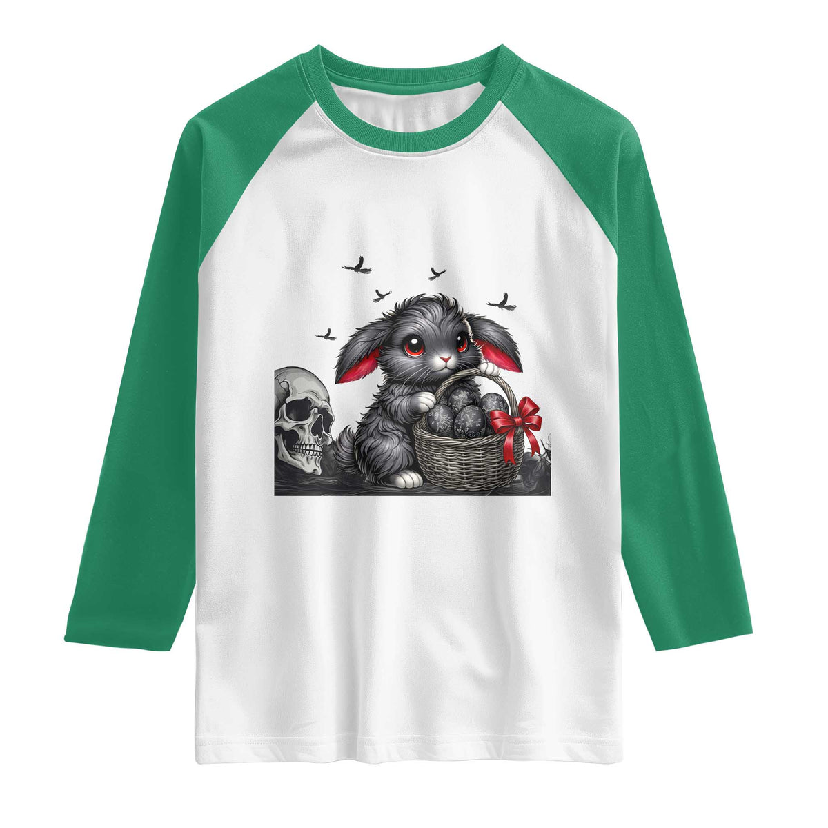 Gothic Easter Bunny Raglan Shirt Dark Aesthetic Rabbit Gift