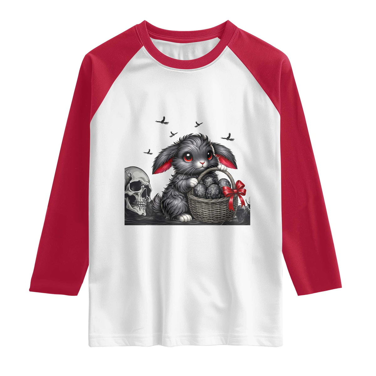 Gothic Easter Bunny Raglan Shirt Dark Aesthetic Rabbit Gift