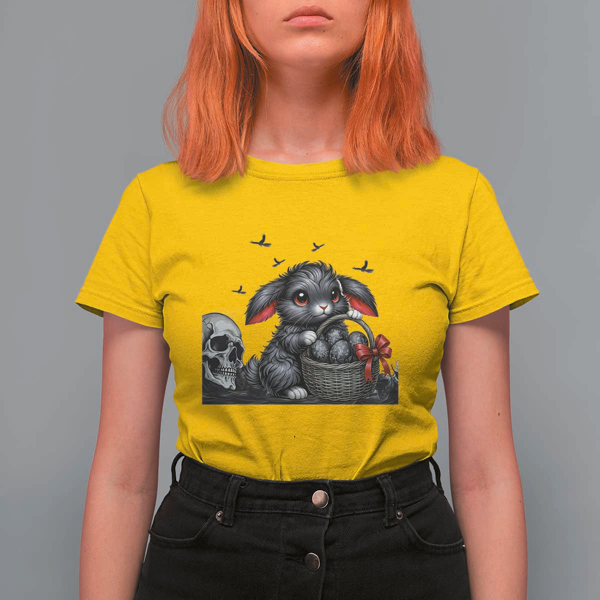 Gothic Easter Bunny T Shirt For Women Dark Aesthetic Rabbit Gift