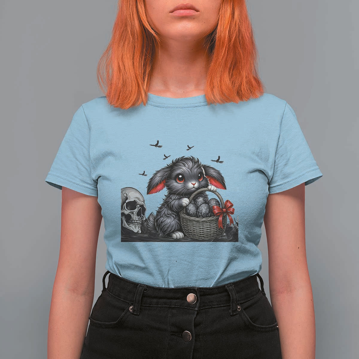 Gothic Easter Bunny T Shirt For Women Dark Aesthetic Rabbit Gift