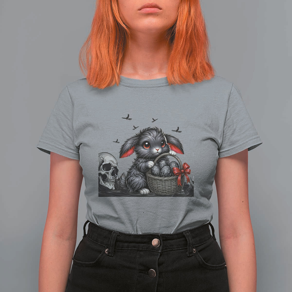 Gothic Easter Bunny T Shirt For Women Dark Aesthetic Rabbit Gift
