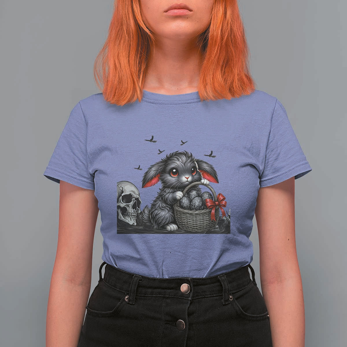 Gothic Easter Bunny T Shirt For Women Dark Aesthetic Rabbit Gift