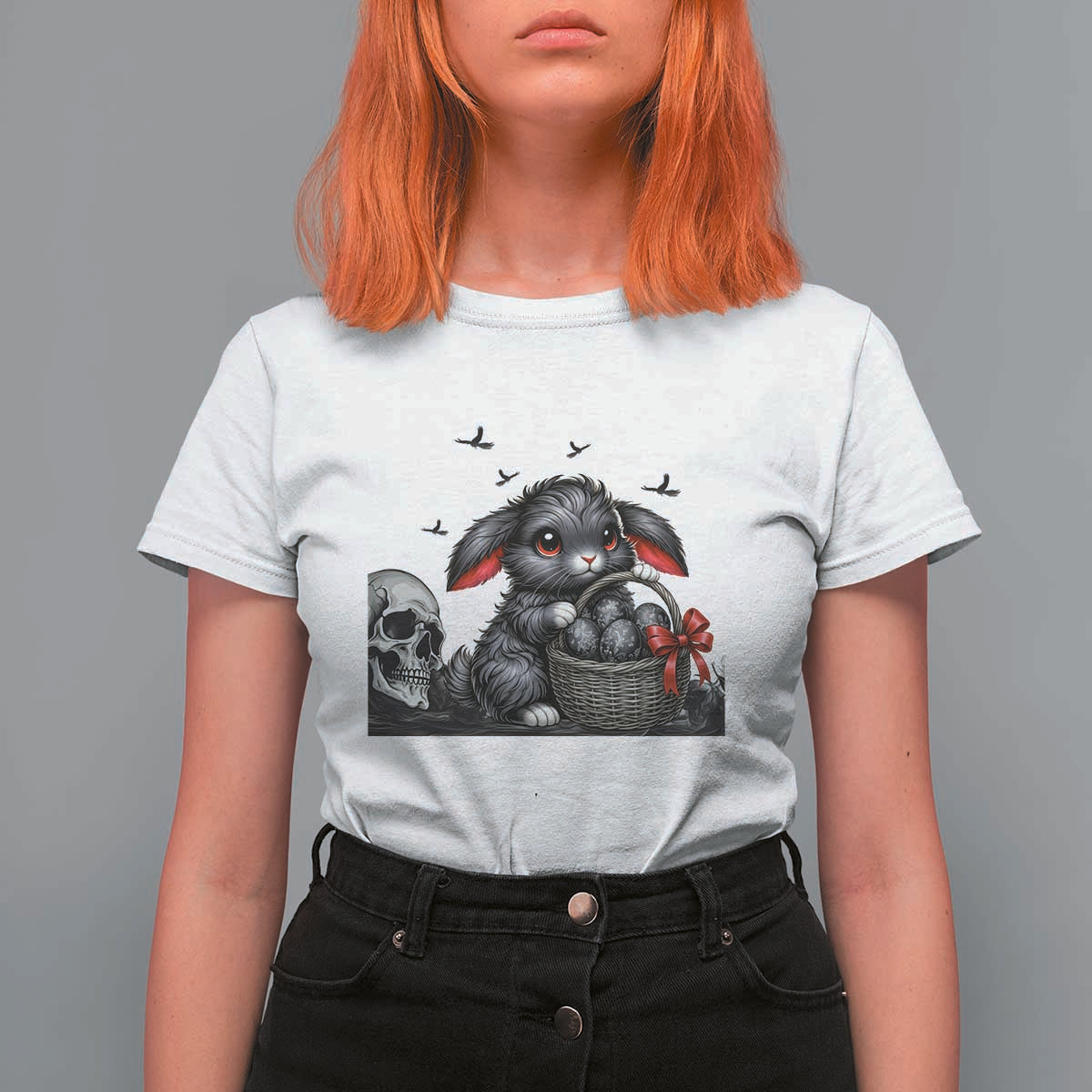 Gothic Easter Bunny T Shirt For Women Dark Aesthetic Rabbit Gift