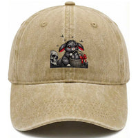 Gothic Easter Bunny Washed Cotton Baseball Cap Dark Aesthetic Rabbit Gift
