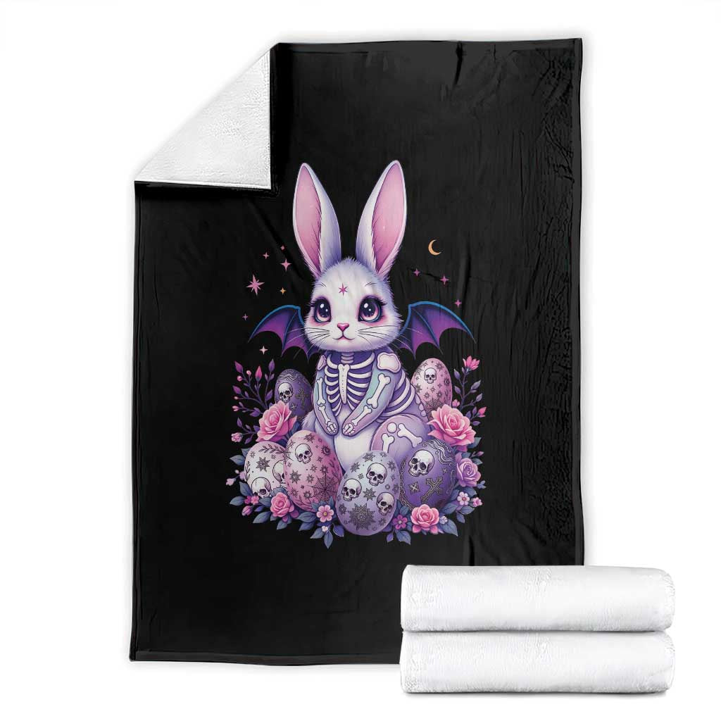 Cute Spooky Easter Bunny Throw Blanket Pastel Goth Rabbit Gift
