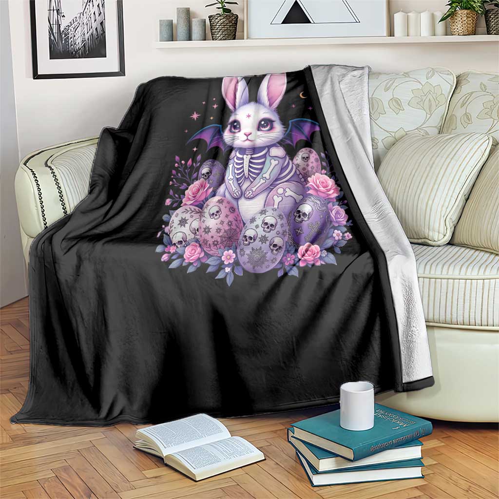 Cute Spooky Easter Bunny Throw Blanket Pastel Goth Rabbit Gift