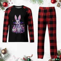 Cute Spooky Easter Bunny Plaid Pajama Set Pastel Goth Rabbit Gift